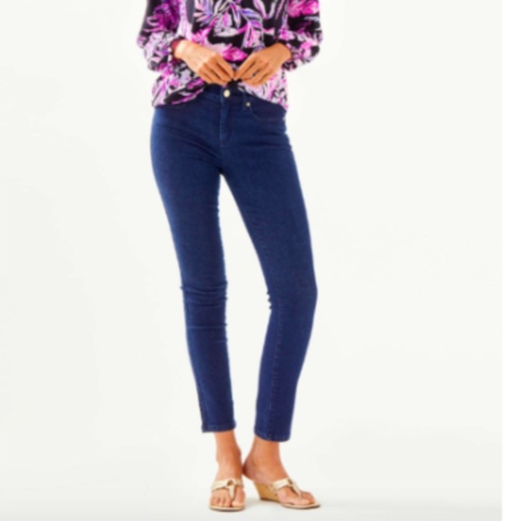 Lilly Pulitzer South Ocean High Rise Skinny Jeans Size 6 cosmic dark Wash - Picture 9 of 13